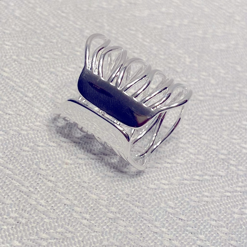 Sterling Silver Plated Wide Adjustable Ring Thumb Ring New! - Picture 3 of 3